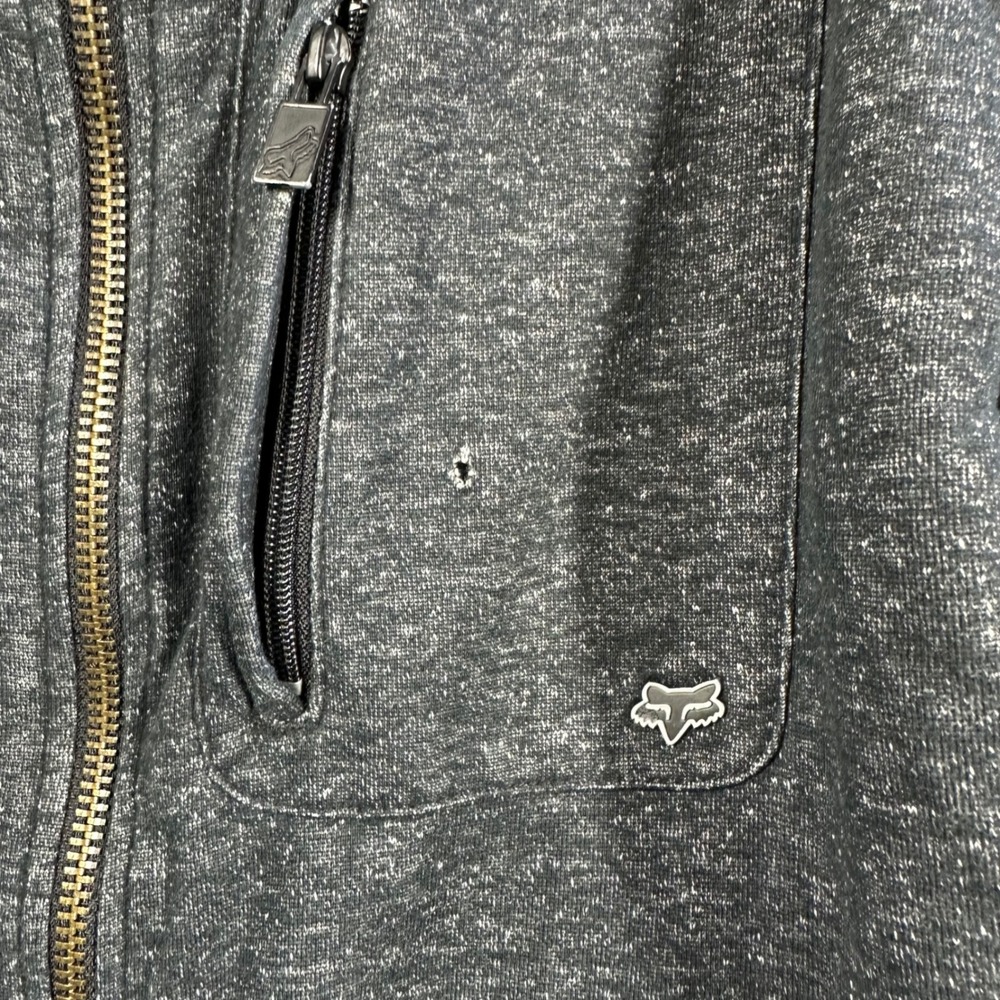 Fox Racing Sherpa Lined Hoodie Mens L Black Grunge Distressed Heavy Jacket - Picture 6 of 14
